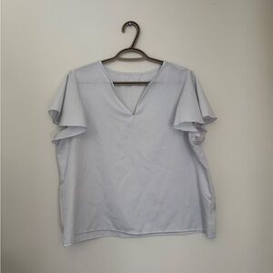 SHEIN Light Gray Ruffle Sleeve Blouse